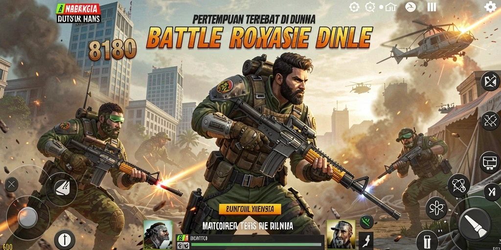 Tangkapan layar menunjukkan aksi intens di medan perang Battle Royale.