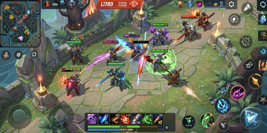 Tampilan menarik gameplay LI789 di arena pertarungan MOBA.