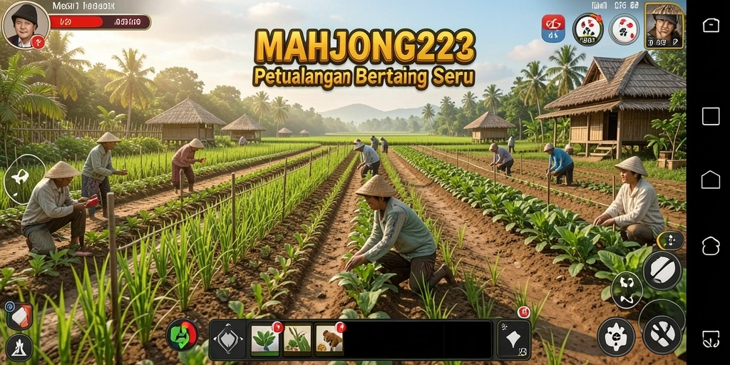 Tampilan menarik dari gameplay <strong>MAHJONG222</strong> saat bertani di ladang.
