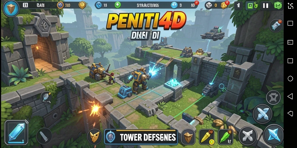 Tampilan menarik dari gameplay Tower Defense di PENITI4D.