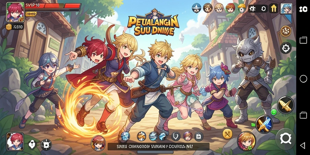 Screenshot gameplay SVIP10 menampilkan pertarungan karakter Anime yang mendebarkan.